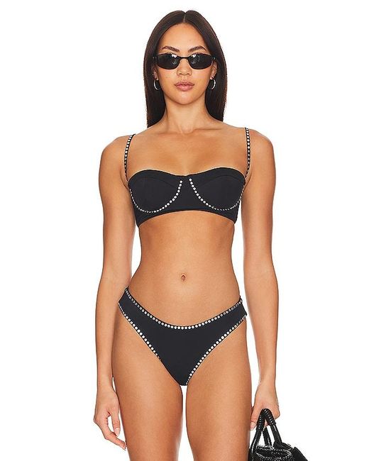 MILLY Black Cabana Heat Set Bikini Top