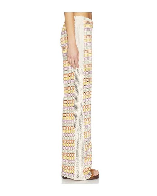 Central Park West Natural Celine Crochet Mid Rise Pants