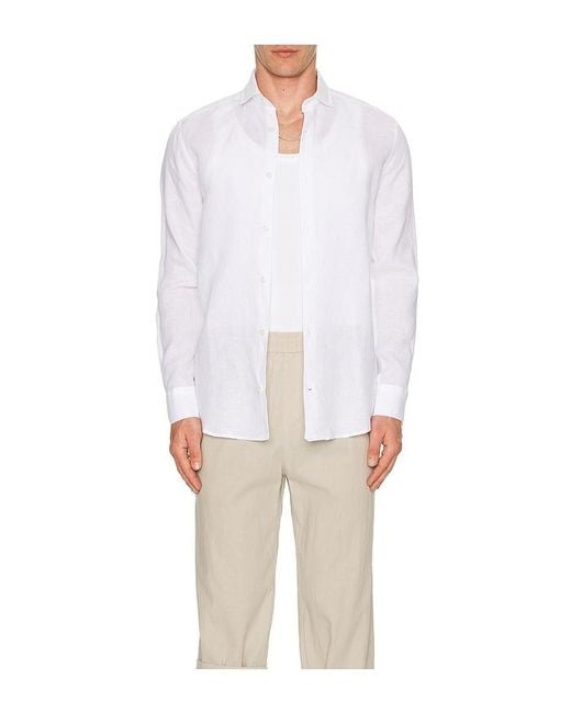 Frescobol Carioca White Antonio Linen Shirt for men