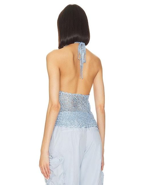 Lovers + Friends Blue Arian Halter Tie Top