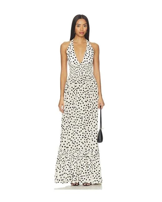 Leslie Amon White Ari Halter Maxi Dress