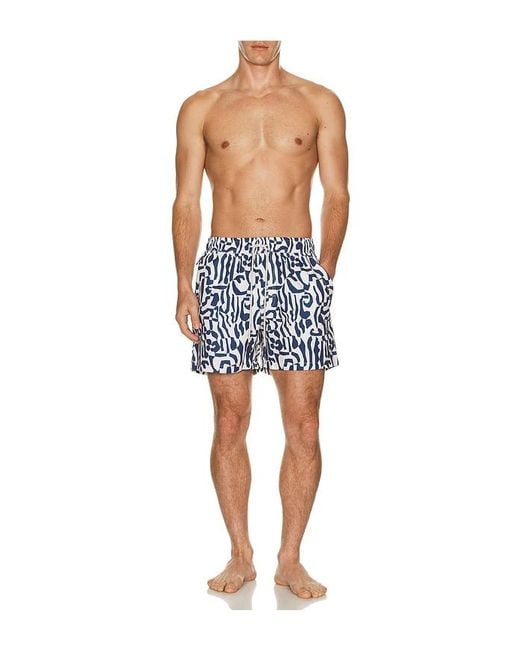 Oas Blue Marbling Swim Shorts for men