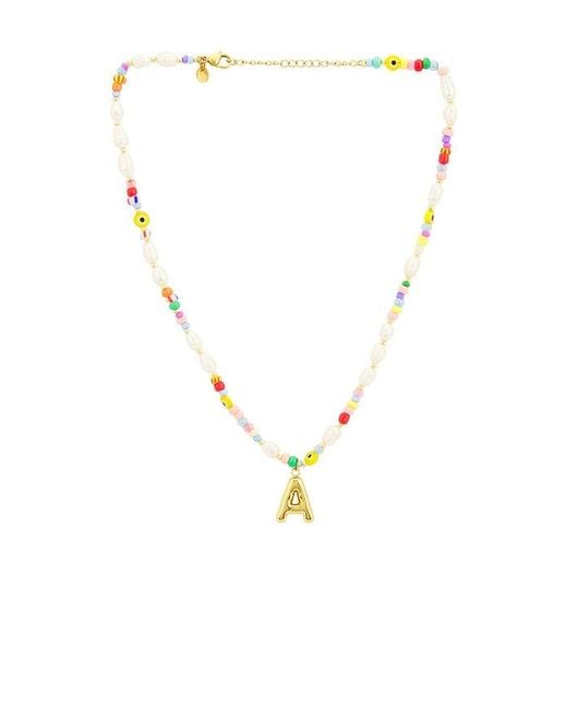 petit moments Multicolor Beaded Pearl Bubble Initial Necklace