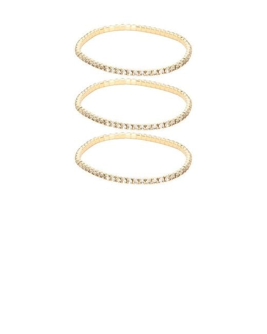Ettika White Crystal Elastic Bracelet Set
