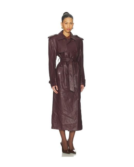 AEXAE Red X Revolve Leather Suede Trench Coat