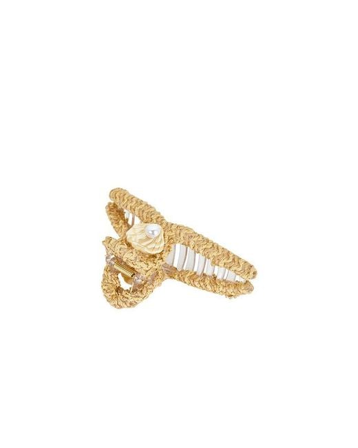 Lele Sadoughi Metallic Raffia Shell Claw Clip