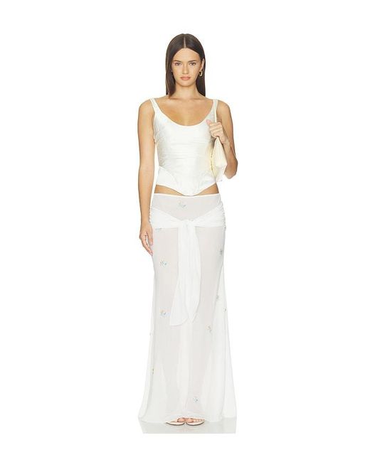 Anna October White Oriana Maxi Skirt With Embroidery