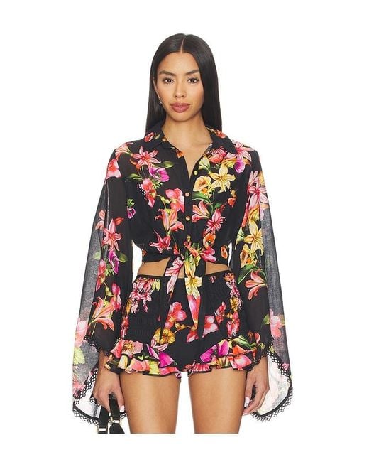 Charo Ruiz Red Lei Blouse