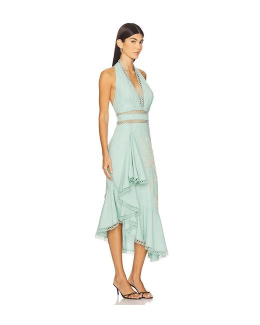 PATBO Blue Candy Linen Midi Dress