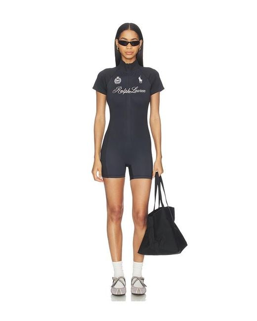 Polo Ralph Lauren Black Graphic Quarter Zip Bodysuit