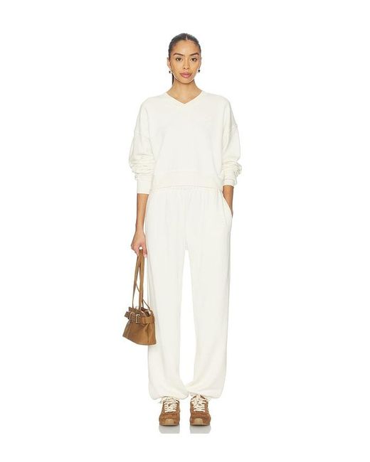 ÉTERNE White Cropped V-Neck Sweatshirt