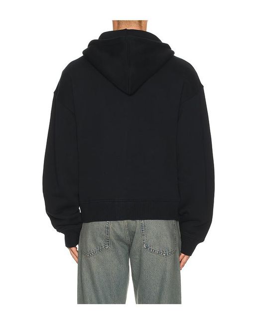 Daily Paper Black Boxy Zip Up Hoodie for men