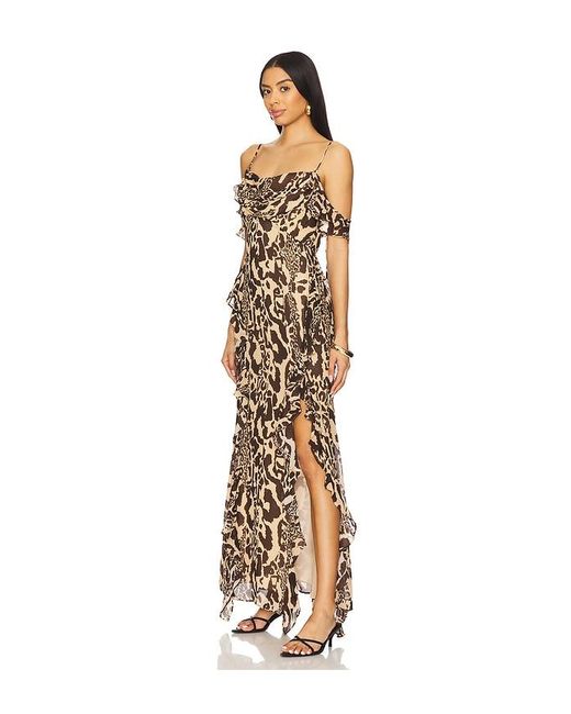 Shona Joy Metallic Goldie Ruffle Cowl Maxi Dress