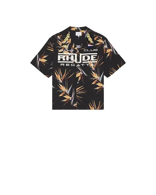 Rhude Black Regatta Club Hawaiian Shirt for men
