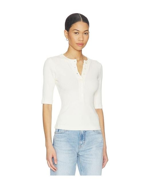 Citizens of Humanity White Nali Short Sleeve Henley Top
