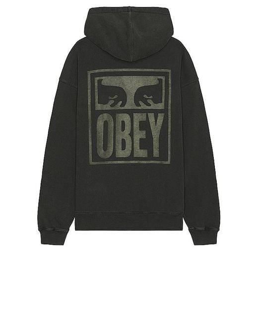 Obey Black Pigment Eyes Icon Extra Heavy Hoodie for men