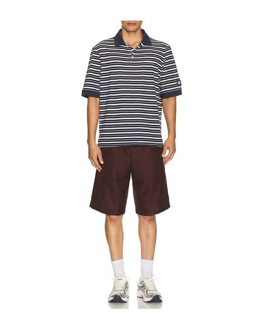 Manors Golf Blue Goat Pique Stripe Polo for men