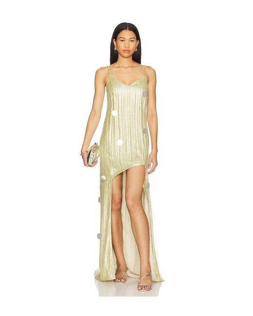 Prabal Gurung Metallic Hi Low Slip Dress