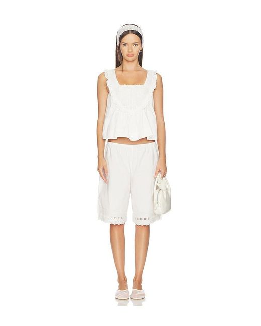 For Love & Lemons White Laura Eyelet Top
