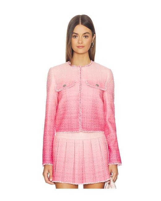 Alice + Olivia Pink Dumont Tweed Boxy Jacket