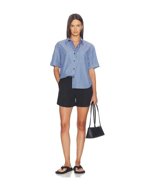 Rag & Bone Blue Connie Short Sleeve Stripe Shirt