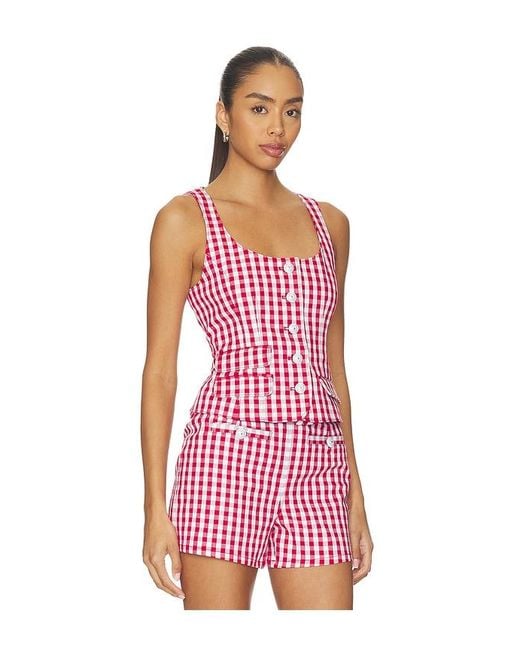 Cinq À Sept Pink Mini Gingham Denim Lovina Top
