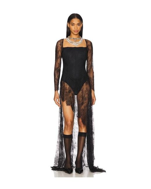 Kim Shui Black Asymmetrical Corset Lace Dress