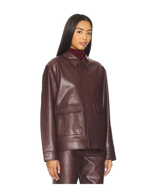 Pistola Brown Valerie Faux Leather Bomber Jacket