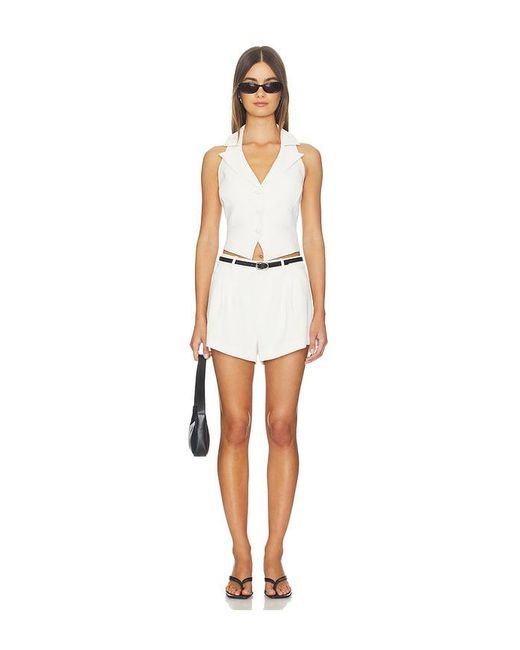 GOOD AMERICAN White Luxe Suiting Halter Vest