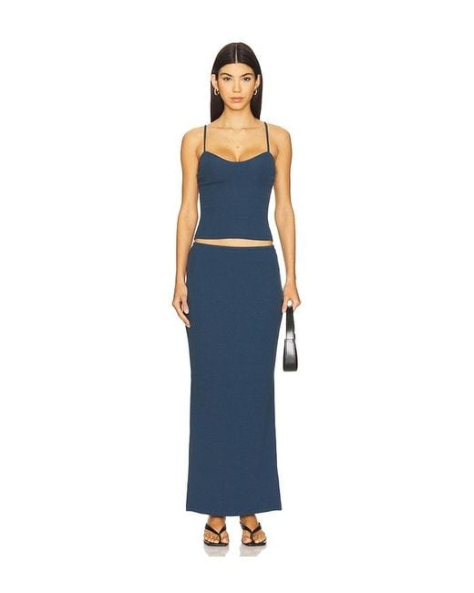 LNA Blue Steph Ribbed Skirt
