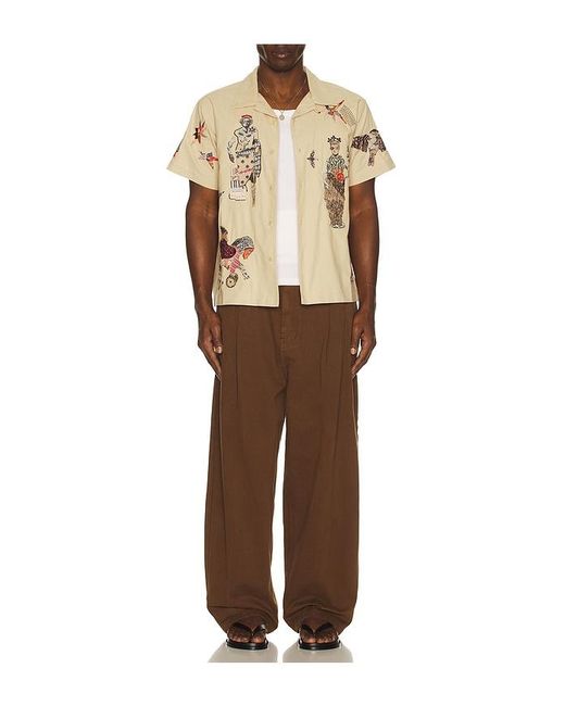 Samuel Zelig Natural Collage Camp Shirt for men