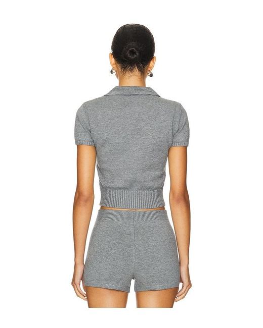 GUIZIO Blue Calesia Zip-Up Top