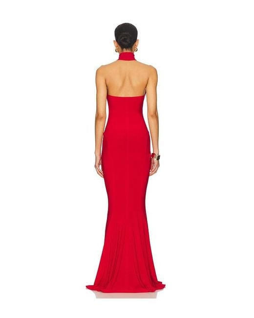 Norma Kamali Red X Revolve Halter Turtle Fishtail Gown