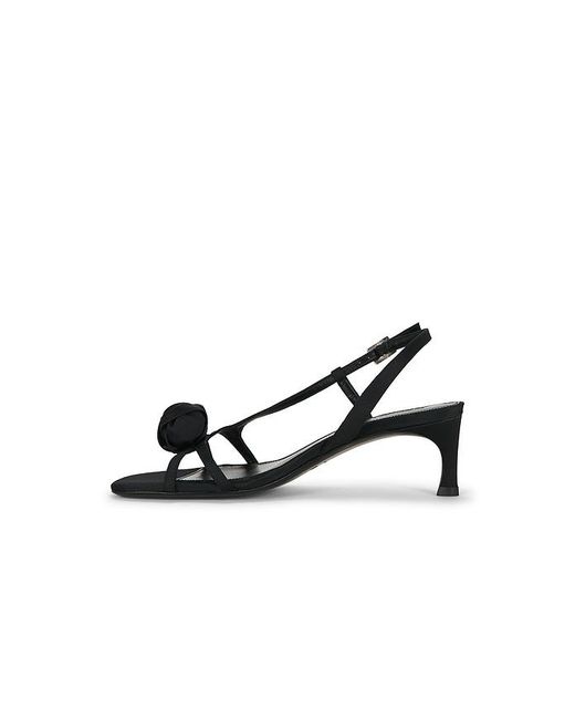 ROTATE BIRGER CHRISTENSEN Black Mid Heel Knot Satin Strappy Sandal