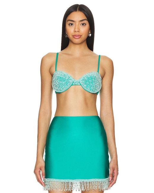 PATBO Green Hand Beaded Bustier Top