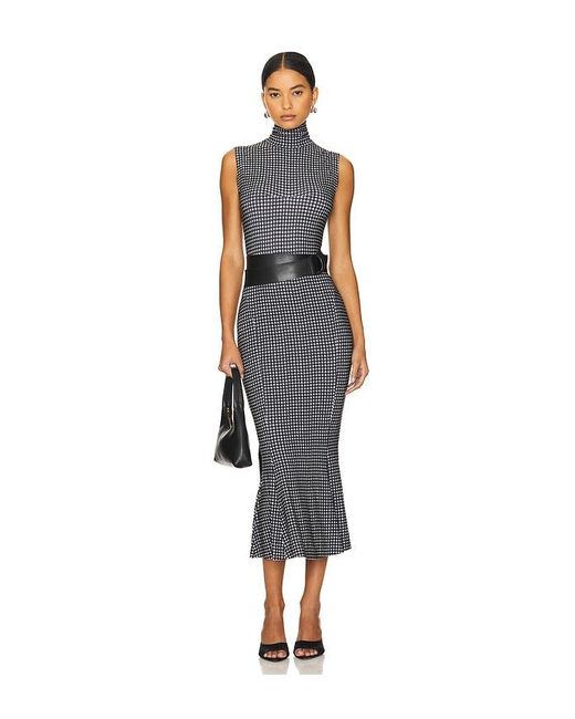 Norma Kamali Black Turtleneck Fishtail Jersey Midi Dress
