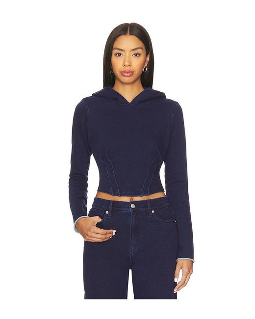 GOOD AMERICAN Blue Jeanius Corset Hoodie