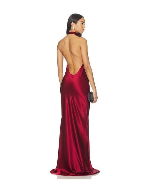 The Sei Red Halter Drape Bias Gown