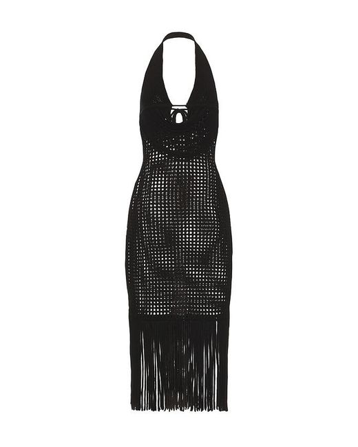 HAELO Black Double Two-Toned Fringe Dress