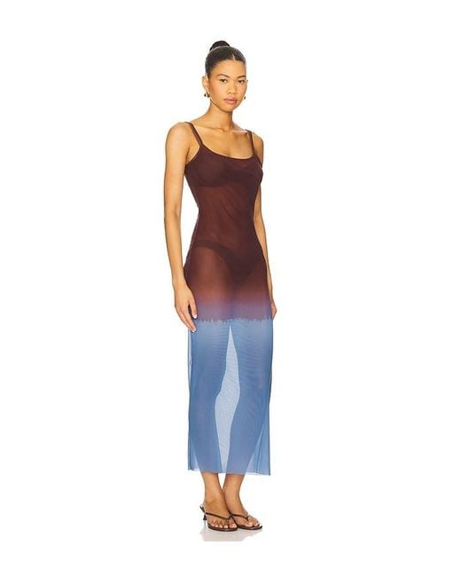 WeWoreWhat Blue Mesh Scoop Maxi Slip