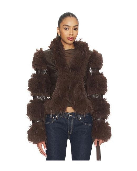 CULTNAKED Brown Faux Fur Caterpillar Coat