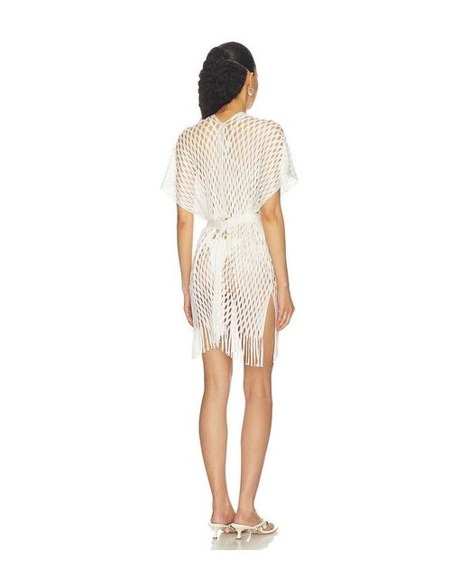 Luli Fama White Caught Up Short Caftan
