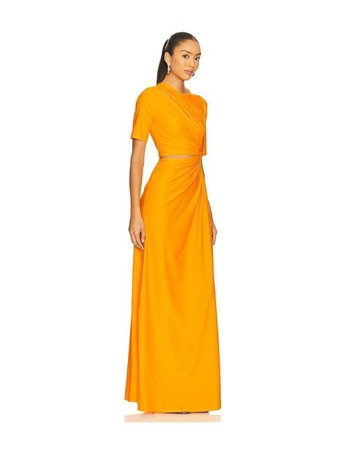 Sid Neigum Orange X Revolve Gathered Slit Dress