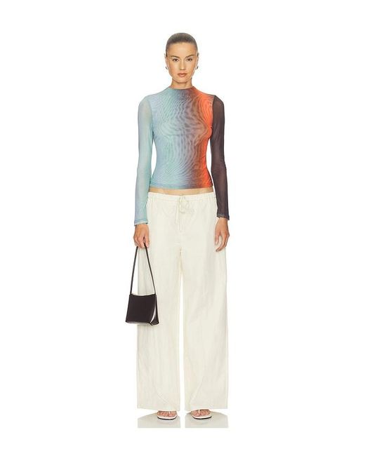 ROAME. Blue Evie Mesh Long Sleeve Top