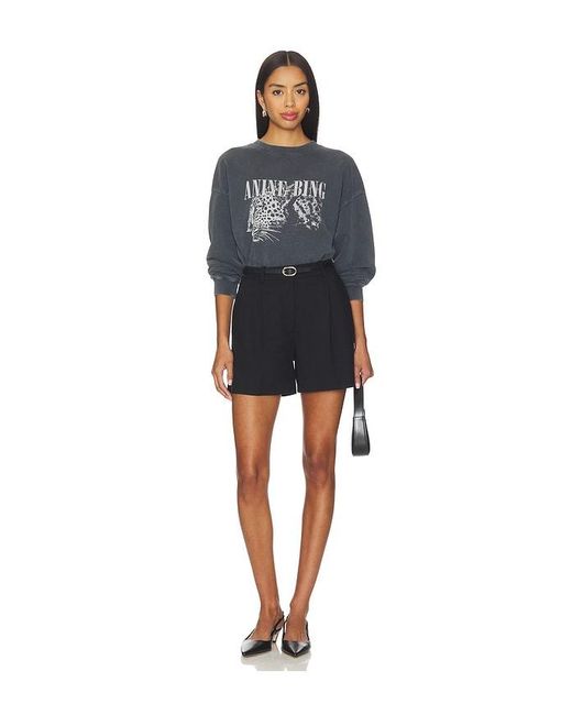 Anine Bing Blue Spencer Leopard Sweatshirt