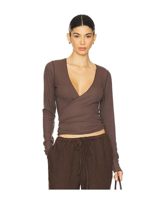VIR VITA Brown Margot Wrap Top
