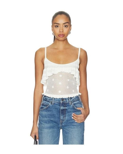 Lovers + Friends Blue Madalena Floral Embellished Tank