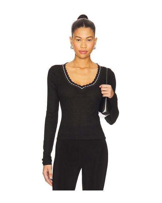 Free People Black Only You Long Sleeve Top