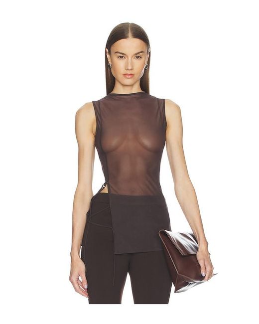Jade Cropper Brown Sheer Sleeveless Top