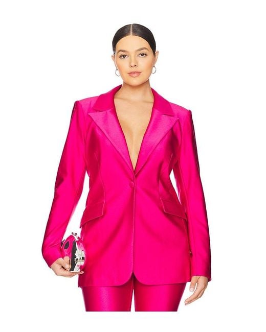 GOOD AMERICAN Pink Compression Shine Sculpted Blazer